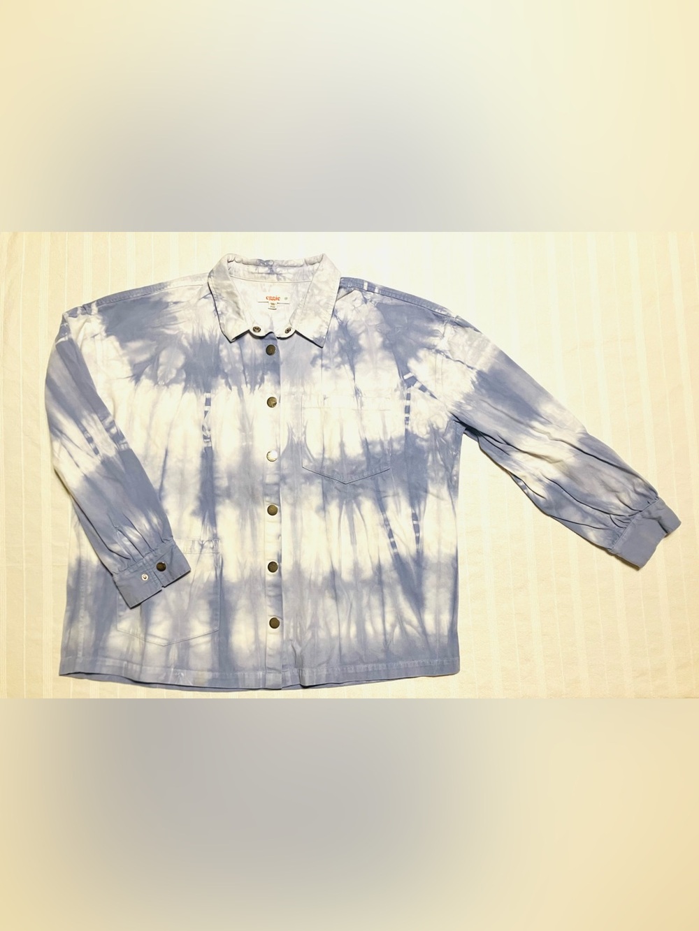 Eggie by Jenn Im "Jeanne" Blue Tie Dye Oversized Denim Shacket Small
